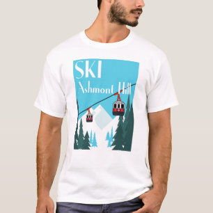 T-shirt Ski Ashmont Hill Retro Style d'affiche de ski - Bl