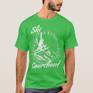 T-shirt Ski Courchevel, France Vintage Snow Skiing Vacatio
