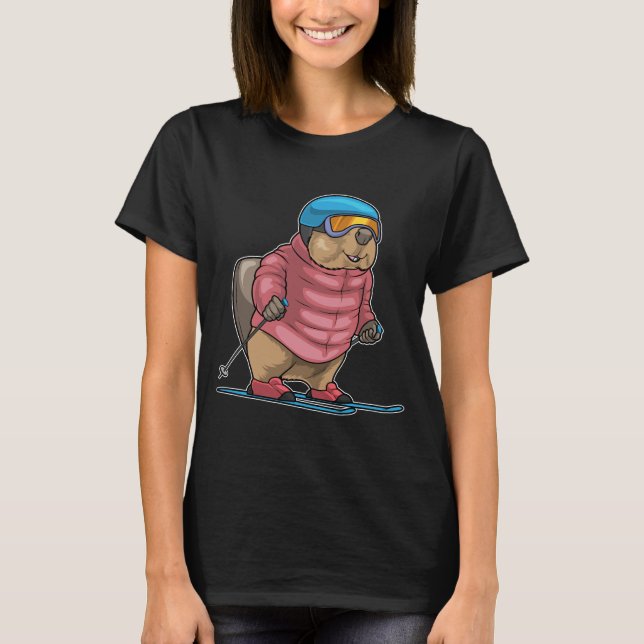 T-shirt Ski de Beaver Skier Sports d'hiver (Devant)