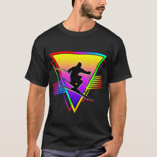 T-shirt Ski de couleur arc-en-ciel rétro