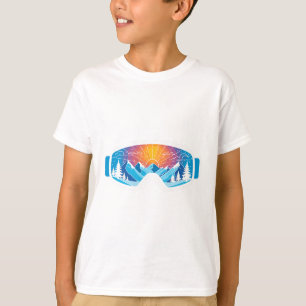 T-shirt Ski Goggles Art Nature Mountains Minimaliste Ski