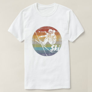 T-shirt ski hivernal rétro
