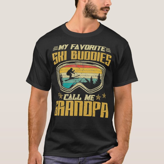 T-shirt Ski Mes Amoureux De Ski Préférés Appelez-Moi Grand (Devant)