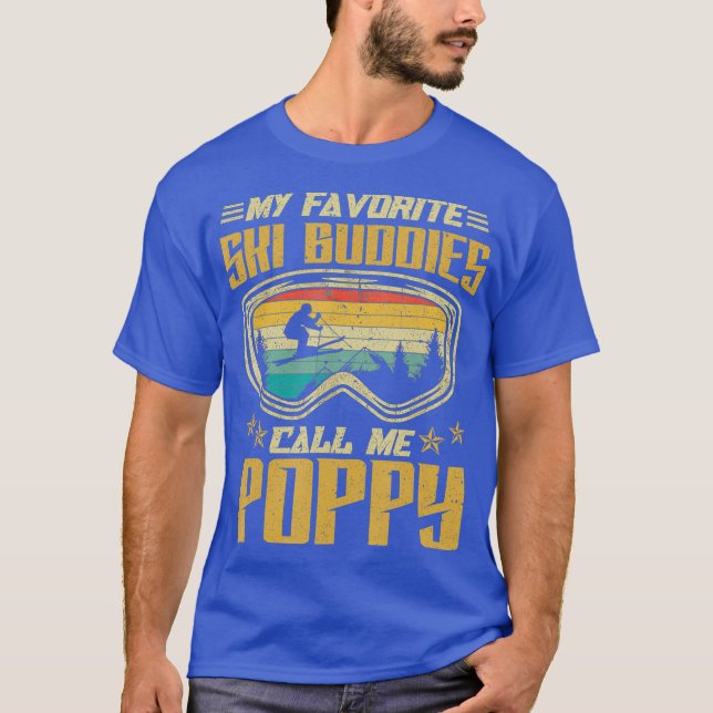 T-shirt Ski Mes Amoureux De Ski Préférés Appelez-Moi Poppy (Devant)