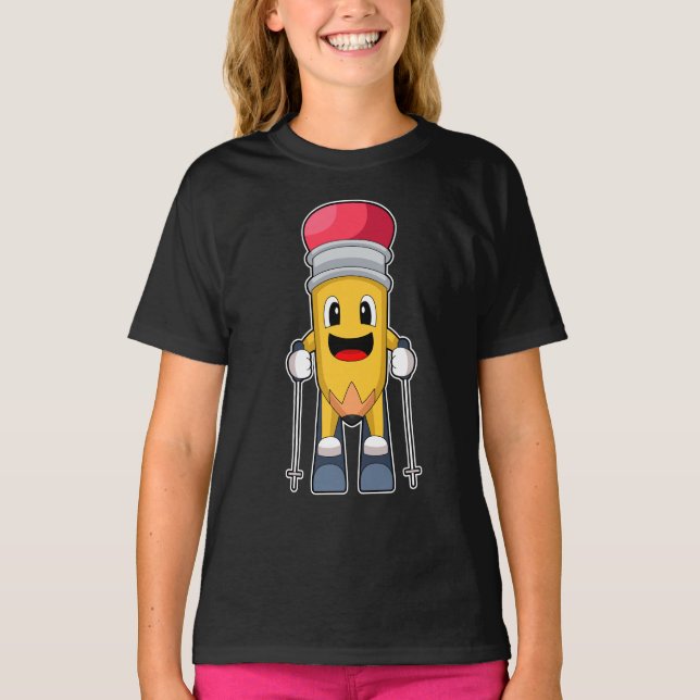 T-shirt Ski Pencil Skier Sports d'hiver (Devant)