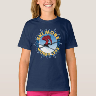 T-shirt Ski Plus Inquiète Moins Citation de ski