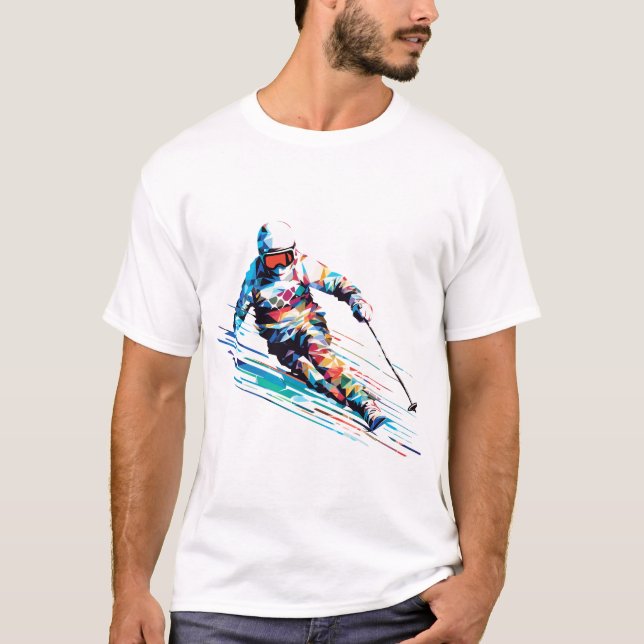 T-shirt Ski Sport Fast Speed Competition Abstrait (Devant)