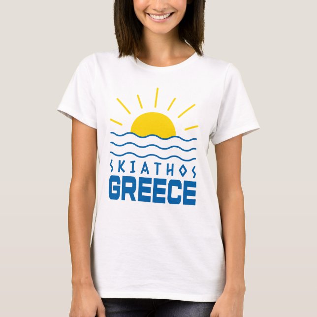 T-shirt Skiathos Grèce soleil et mer vague femmes (Devant)