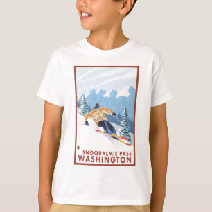 T-shirt Skieur de neige de Downhhill - passage de