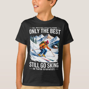 T-shirt skieur homme 70 ans anniversaire vieil amateur de