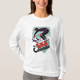 T-shirt Skieur noir et par pourpre vêtu