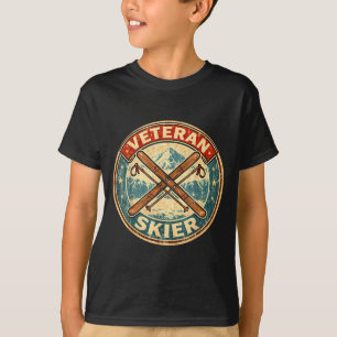 T-shirt Skieur vétéran skis vintage vieil homme grand-père