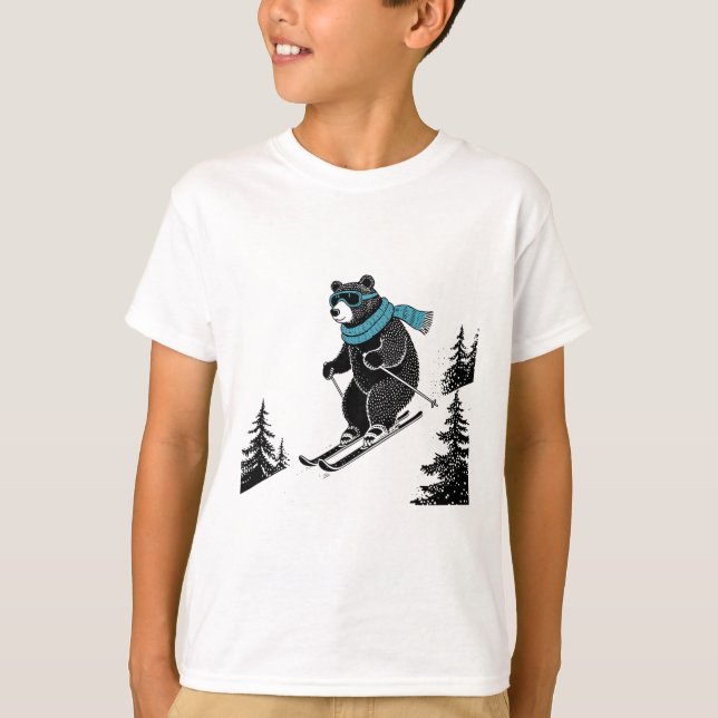 T-shirt Skiing Bear, Funny Wintersports, Dad Ski Slope, Fu (Devant)