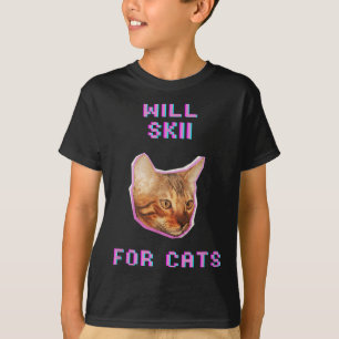 T-shirt Skiing Pour Chats Aventure De Neige D'hiver Drôle