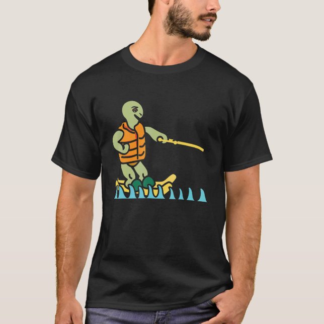 T-shirt Skiing Turtle Tortoise Skier Summer Sport Waterski (Devant)