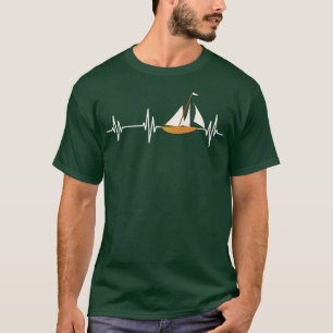 T-shirt Skipper Sail Bateau Sea Lover Sailor Heartbeat Sai