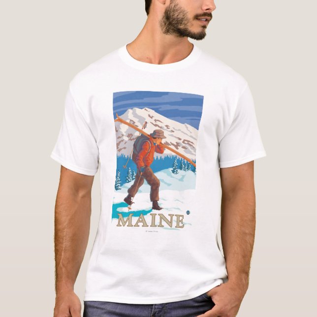 T-shirt Skis de transport de MaineSkier (Devant)