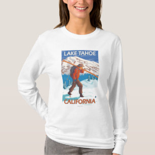 T-shirt Skis de transport de neige de skieur - le lac