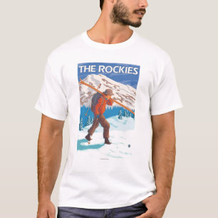 T-shirt Skis de transport de neige de skieur - les