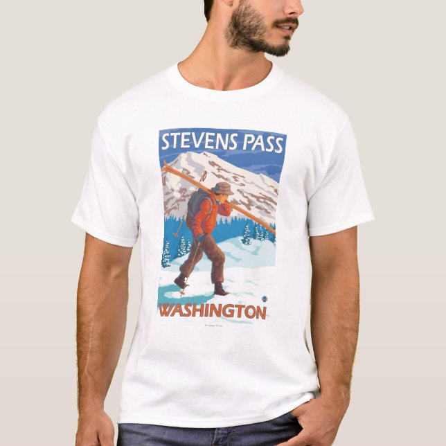 T-shirt Skis de transport de neige de skieur - passage de (Devant)
