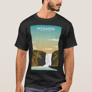 T-shirt Skogafoss Islande Retro Waterfall National Park Tr