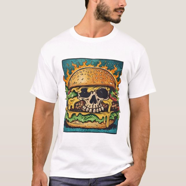 T-shirt Skull Burger Monster Art (Devant)