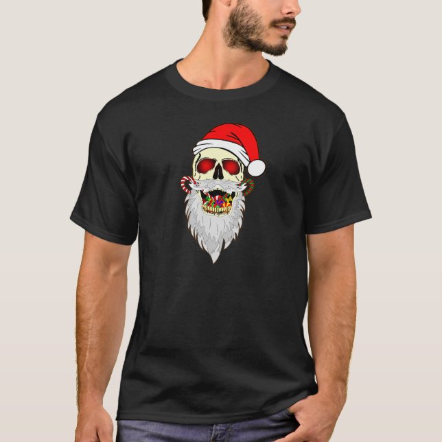 T-shirt Skull Christmas Santa Claus 1# (Devant)