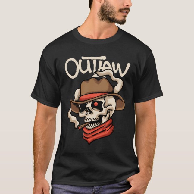 T-shirt Skull Cowboy Smoking streetwear (Devant)