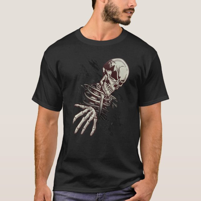 T-shirt Skull Graphic Skeleton Main Sortie À Hallowee (Devant)