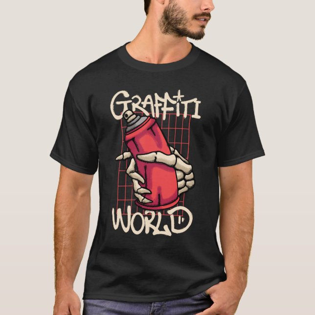 T-shirt skull Hand Holding Spray Paint streetwear (Devant)