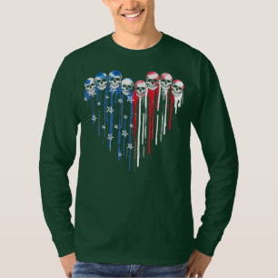 T-shirt Skull Heart Dripping American Flag 4th Of July