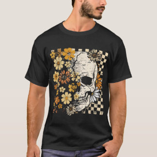 T-shirt Skull Skeleton Floral Fall Autumn Spooky Halloween