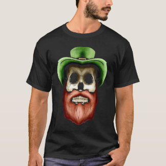 T-shirt Skull With Green Hat And Red Beard For St Patricks