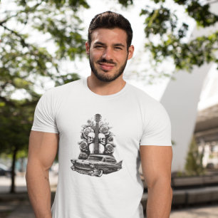 T-shirt Skuls, Rose & Lowrider Art