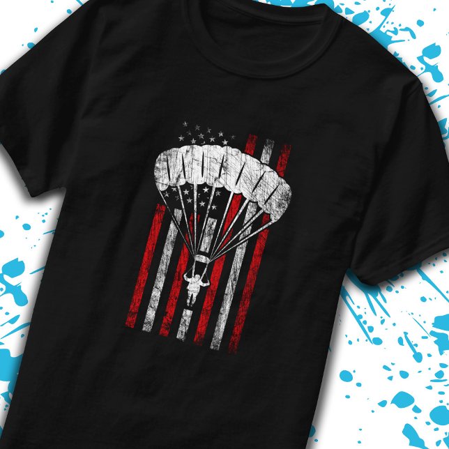 T-shirt Skydiver Silhouette - Skydiver American Flag - Sk (Créateur téléchargé)