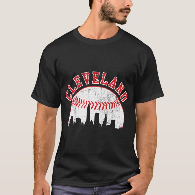 T-shirt Skyline Cleveland Baseball (Devant)