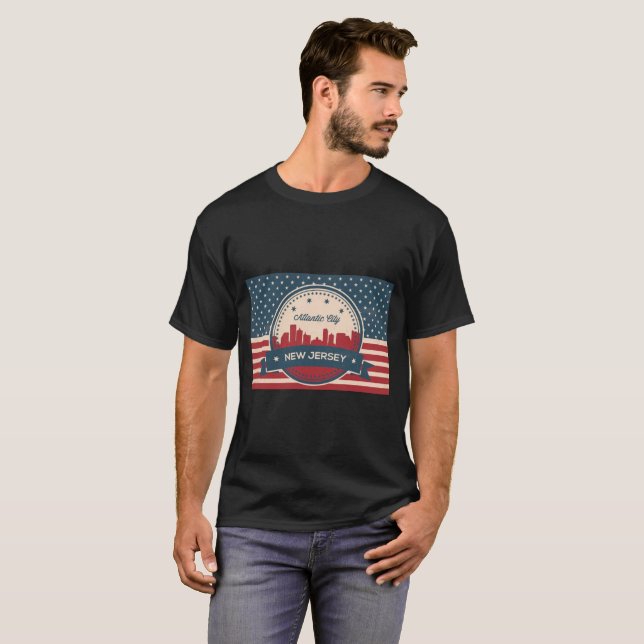 T-shirt Skyline de la ville d'Atlantique (Devant entier)
