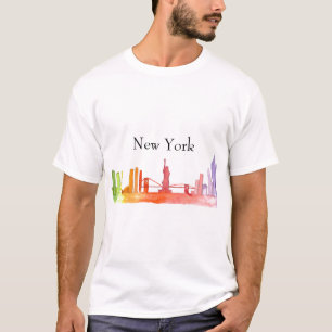T-shirt Skyline de la ville de NEW YORK Aquarelle colorée