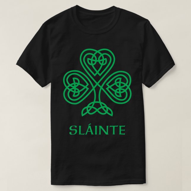 T-shirt Slainte Irlandais Vert Shamrock Celtic Knot Irland (Design devant)