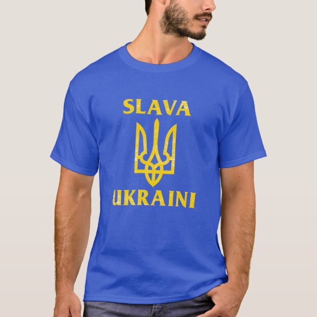 T-shirt Slava Ukraini slava ukrayini drapeau ukrainien (Devant)