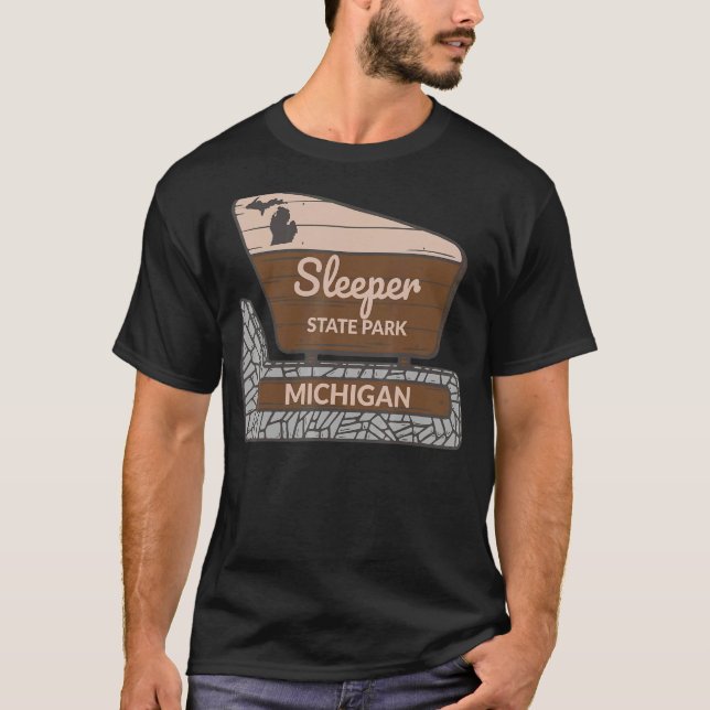T-shirt Sleeper State Park Michigan MI Affiche de bienvenu (Devant)