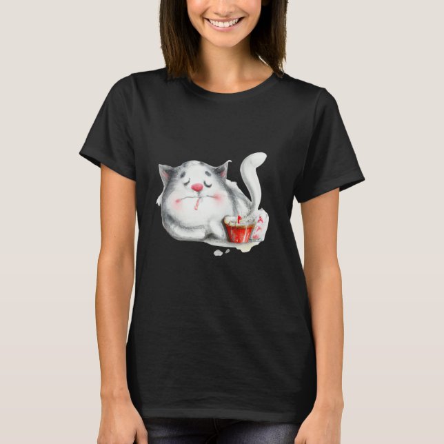 T-shirt Sleeping cat artwork cute kitten (Devant)