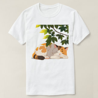 T-shirt Sleeping Chubby Calico Cat