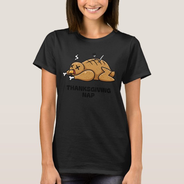 T-shirt Sleeping Turkey Humor Thanksgiving (Devant)