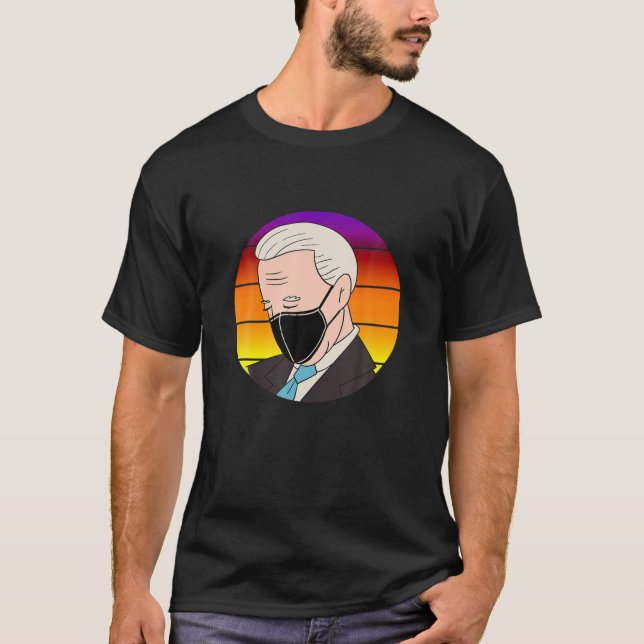 T-shirt Sleepy Joe Biden Portant un Masque Drôle Mème Bide (Devant)