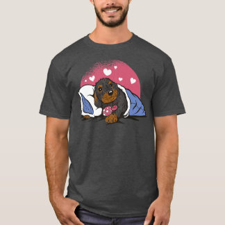 T-shirt Sleepy Longhaerien Dachshund Chien Propriétaire Sl