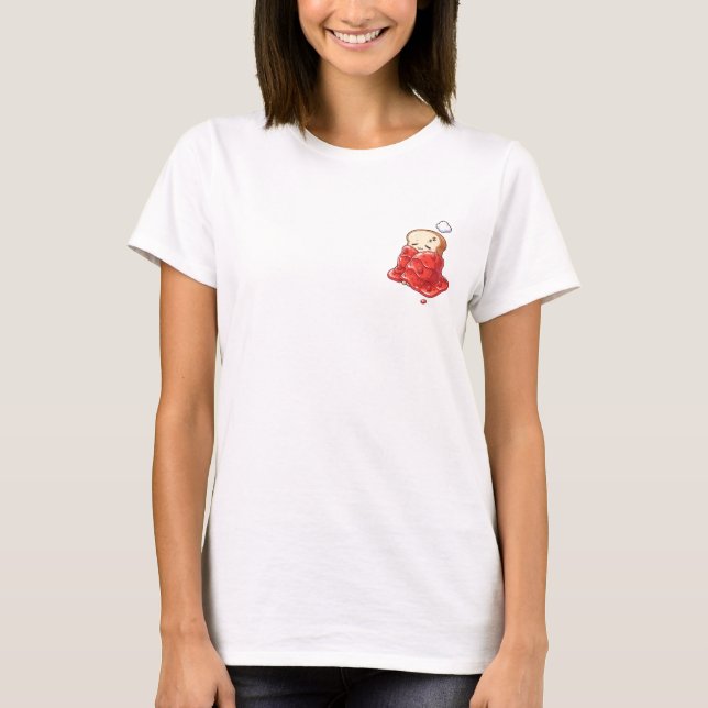 T-shirt Sleepy Toast Slice Snug in a Glossy Strawberry Jam (Devant)