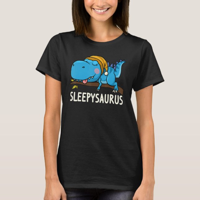 T-shirt Sleepysaurus nigh Dinosaur Dino Rex nightgown Slee (Devant)
