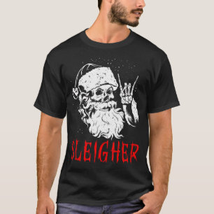 T-shirt Sleigher Santa Claus Metal Christmas Rock On Hail