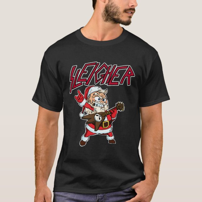 T-shirt Sleigher Santa Claus Métal Noël Funny Hail Sa (Devant)
